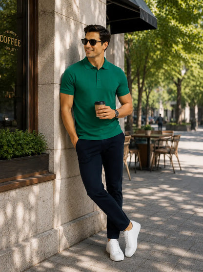 LUXIC CORE Erkek Polo Yaka Tişört Likralı Pike Kumaş Terletmez Slim Fit Günlük Şık Tasarım LUXIC CORE